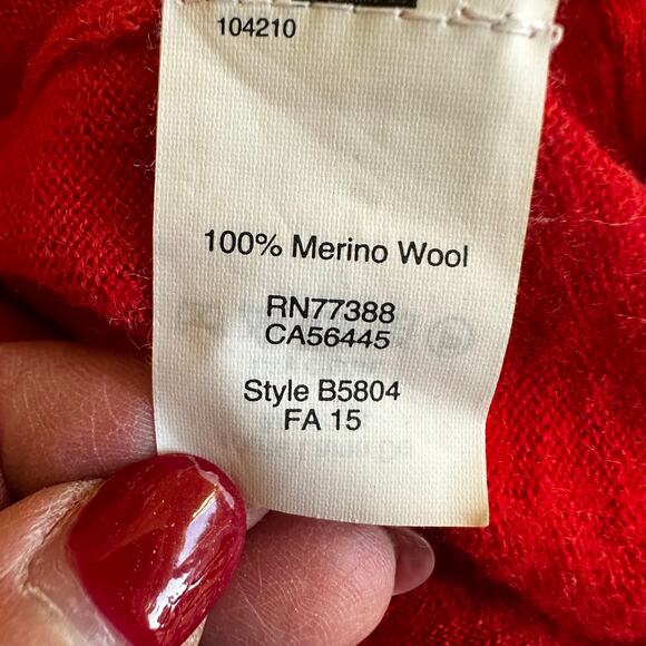 Madewell Sweater 100% Merino Wool Scoop Neck Red Women's Large Classic Staple - Picture 8 of 11